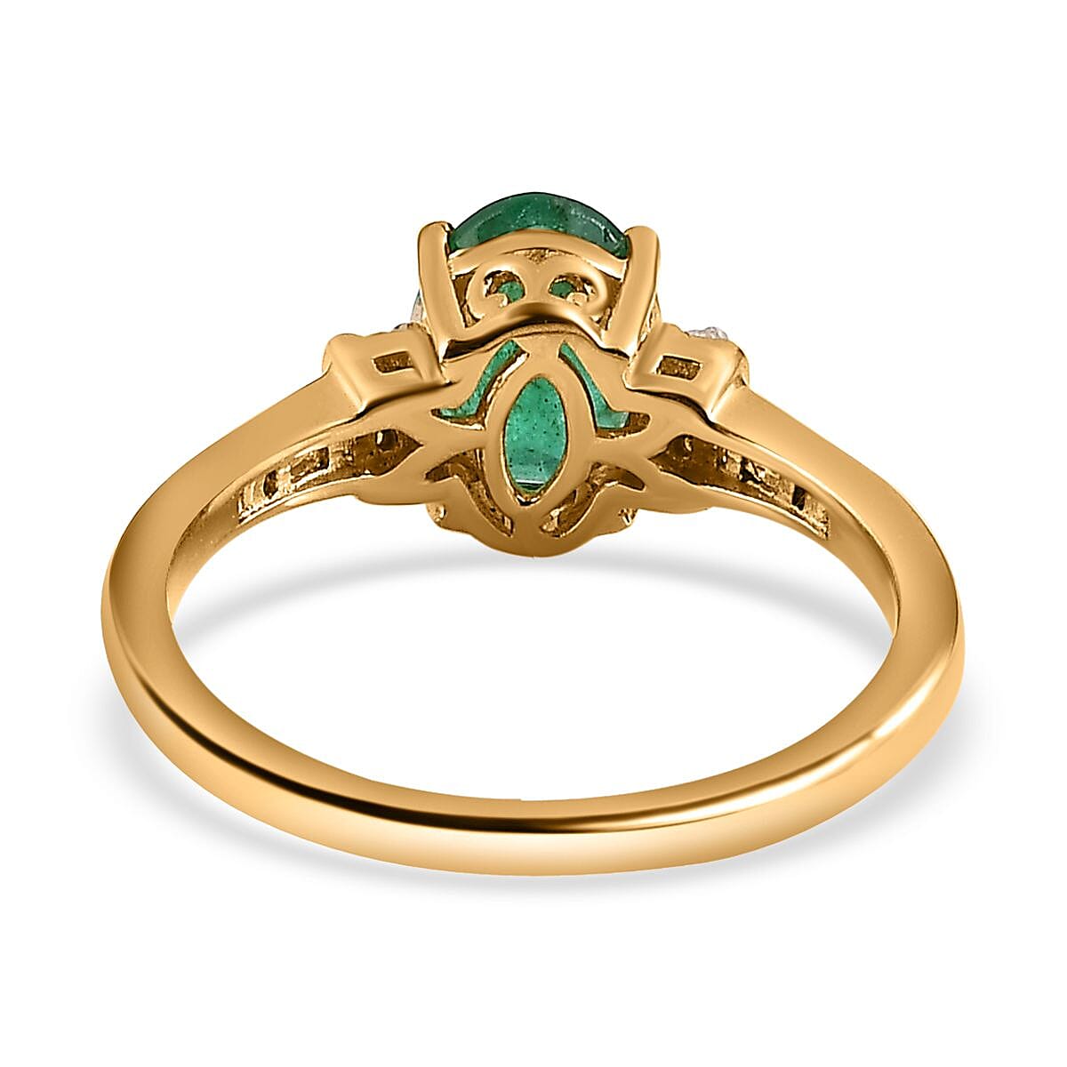 Zambian Emerald and White Diamond Ring in 18K Vermeil YG Plated Sterling Silver 7505454 4