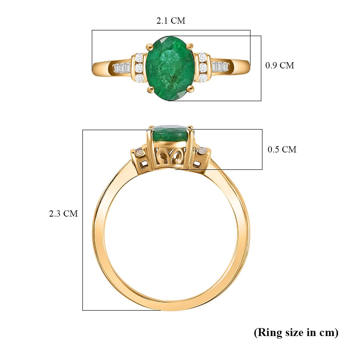 Zambian Emerald and White Diamond Ring in 18K Vermeil YG Plated Sterling Silver 7505454 5