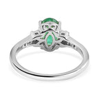 Zambian Emerald & Diamond Ring in Platinum Overlay Sterling Silver 1.29 Ct
