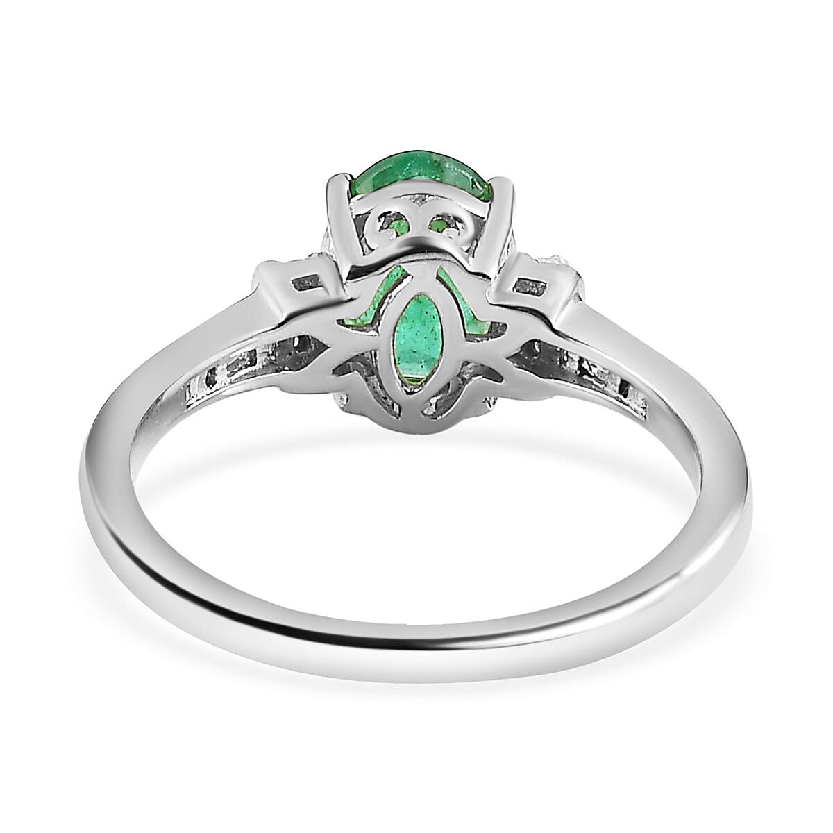 Zambian Emerald and White Diamond Ring in Platinum Overlay Sterling Silver 7505477 4