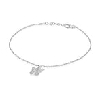 Rhodium Overlay Sterling Silver Anklet