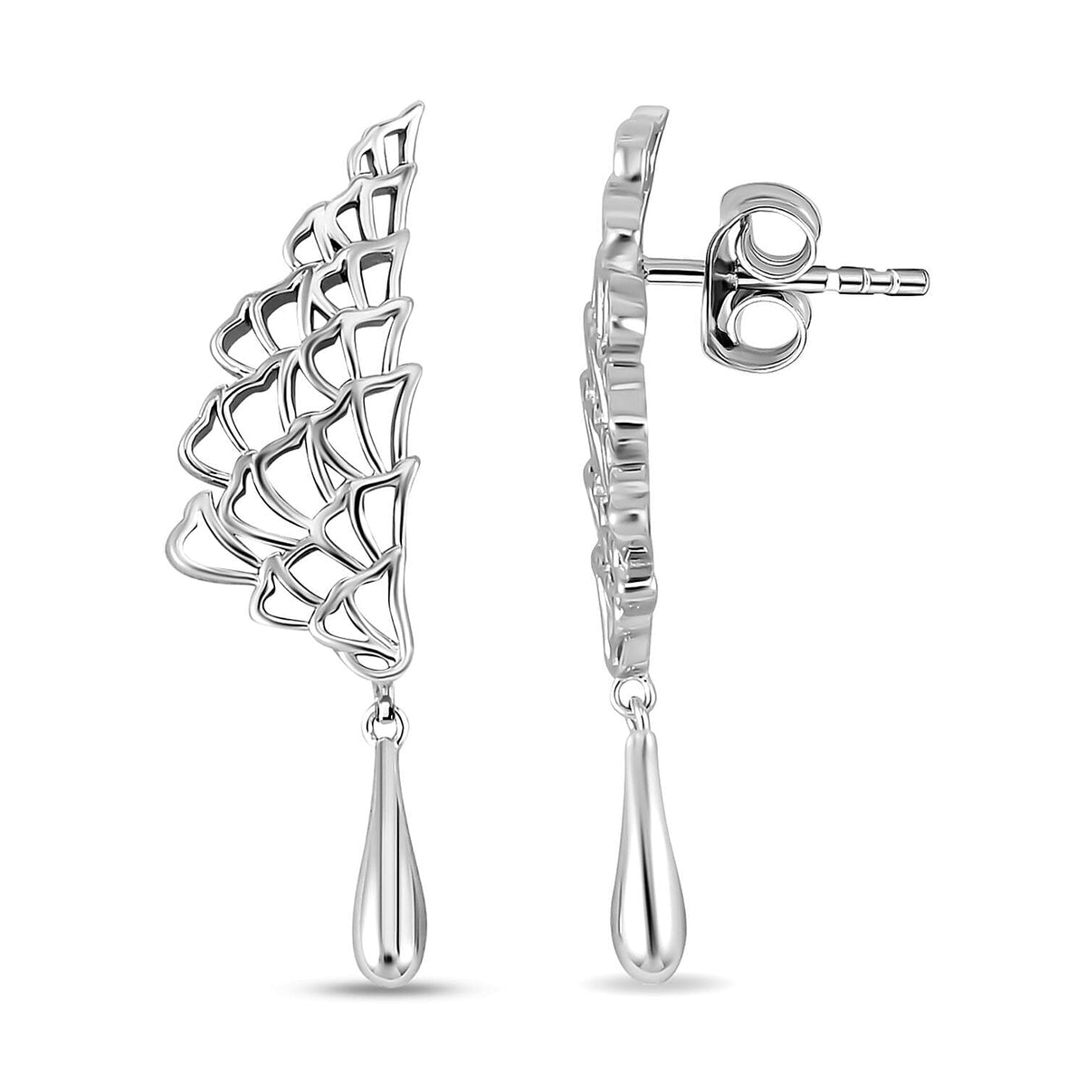 Lucy Q Drip Collection Rhodium Overlay Sterling Silver Angel Wing Earrings, Silver Wt. 7.00 Gms 7563696 0