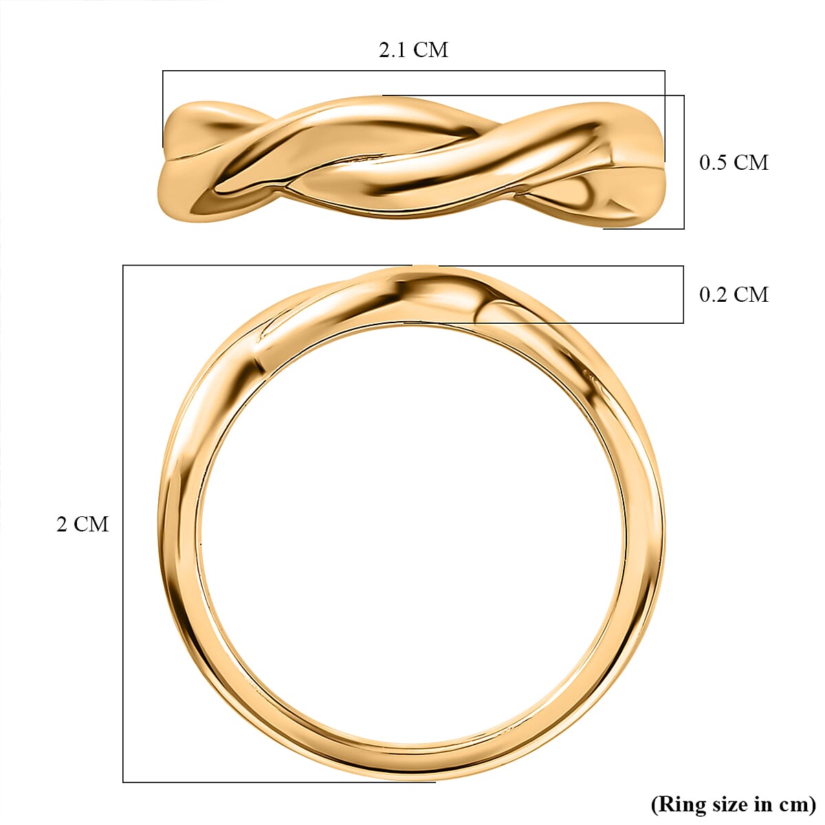 Waterproof Criss-Cross Ring in 18K Vermeil Yellow Gold Plating Sterling Silver 7616855 5