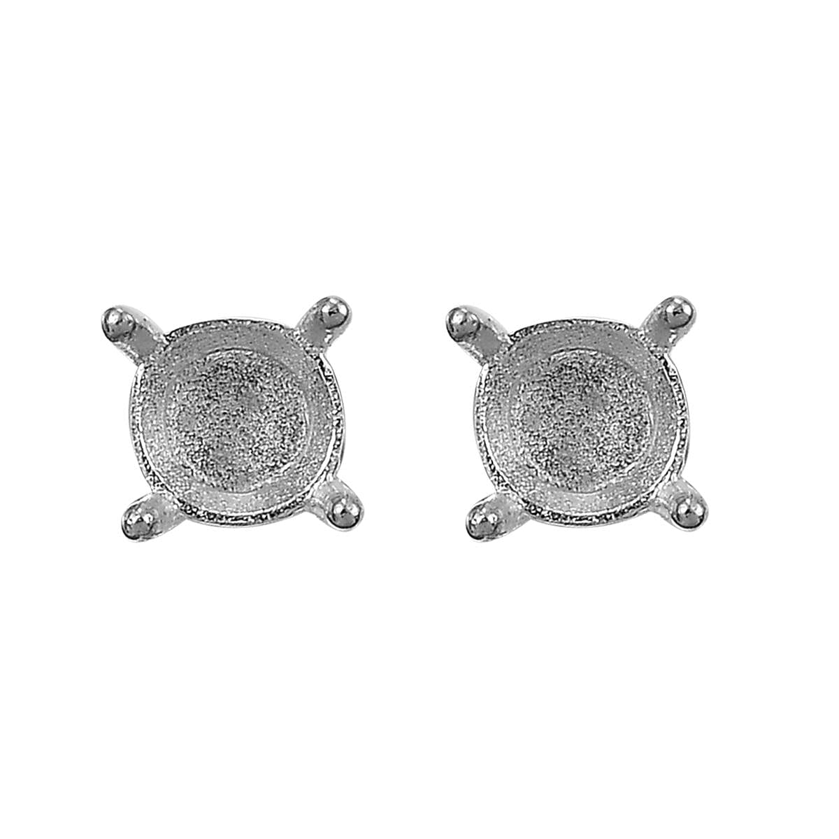 Solitaire Stud Push Post Earring with Push Back in Rhodium Overlay Sterling Silver 8031045 0