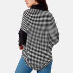 Nova Of London - Houndstooth Printed Roll Neck Jumper (Size M-L) - Black - Ivory Size 14-18