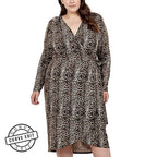 NOVA of London Snkae Print Wrap Midi Dress with Dip Back in Brown (Size 26-28)