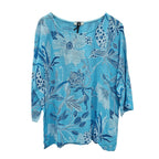 Nova of London 100 % Cotton Botanical Flower Top (One Size) with Necklace (Size 32) - Light Blue