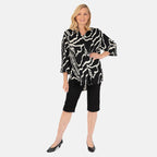Nova of London Abstract Line Grandad Collar Tie Shirt (Size SM) - Zebra