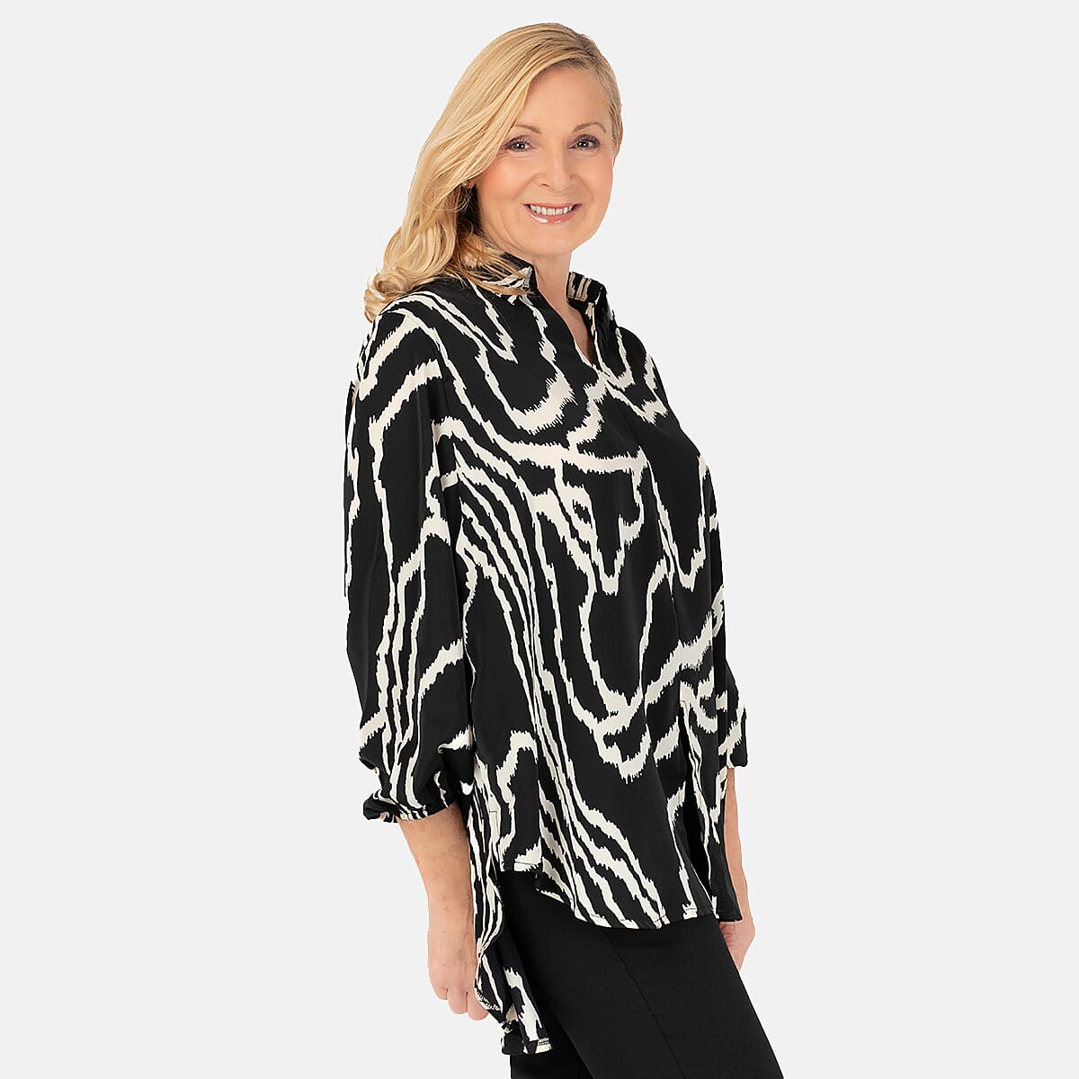 Abstract Line Grandad Collar Tie Shirt 7757104 5