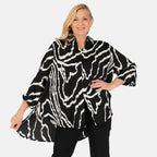 Nova of London Abstract Line Grandad Collar Tie Shirt (Size SM) - Zebra