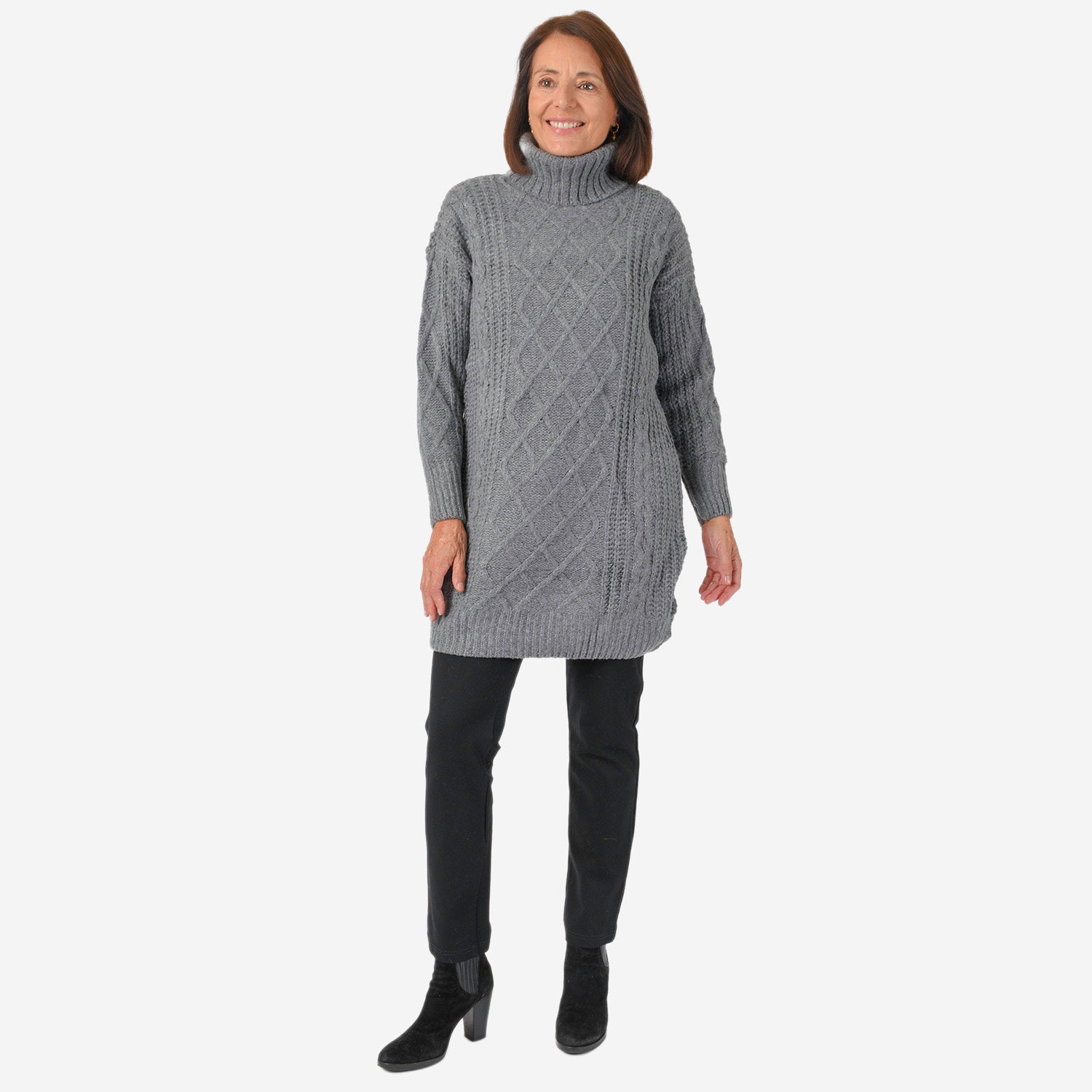 Nova of London Cable Knit Roll Neck Jumper (Size M-L) - Grey 7716238 0