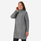 Nova of London Cable Knit Roll Neck Jumper (Size M-L) - Grey