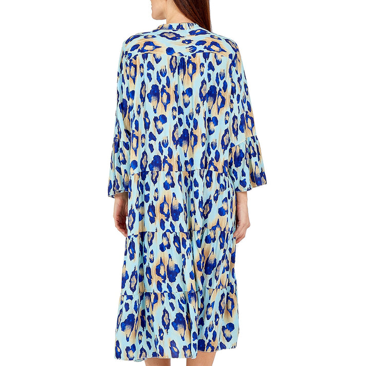 Nova of London Midi Leopard Print Tiered Dress in White and Grey Colour 6242388 2