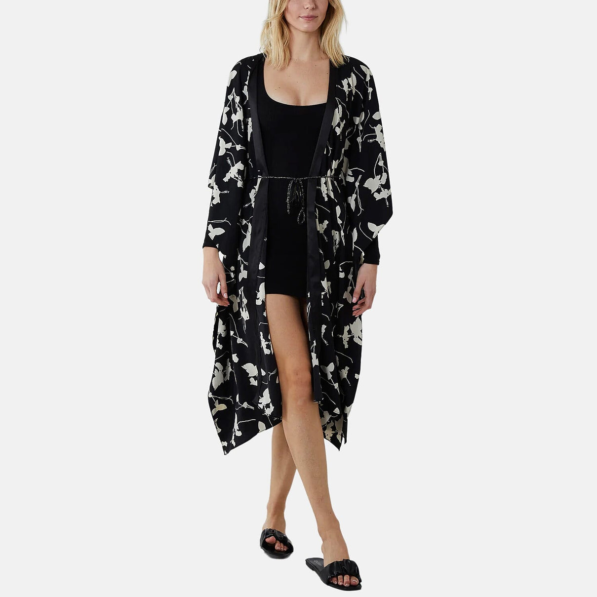 Nova Of London Kimono Midi With Satin Bands (Size M-L, 16 to 20) - Black 8552636 0