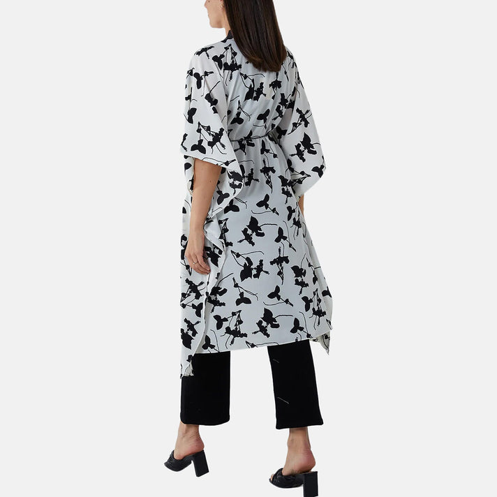 Nova Of London Kimono Midi With Satin Bands (Size M-L, 16 to 20) - Cream Pattern 8552634 2