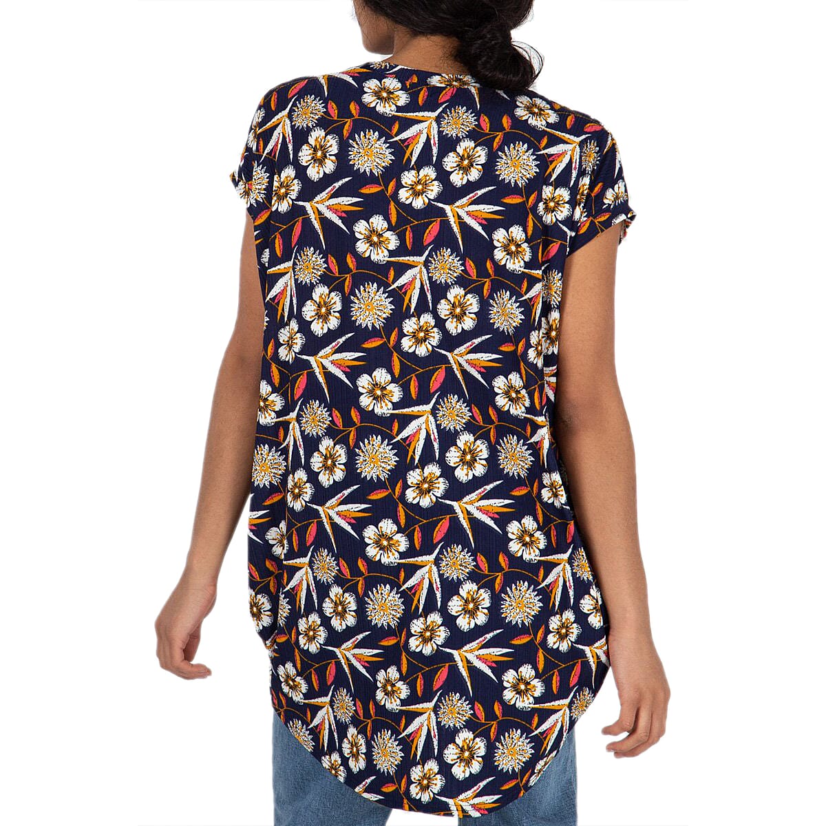 Nova of London Oversized Side Pocket Tunic Top in Orange And Navy 6273123 1