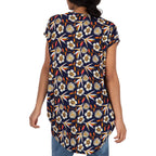 Nova of London Floral Pattern Oversized Side Pocket Tunic Top in Orange & Navy (Size M-L; 16-20)