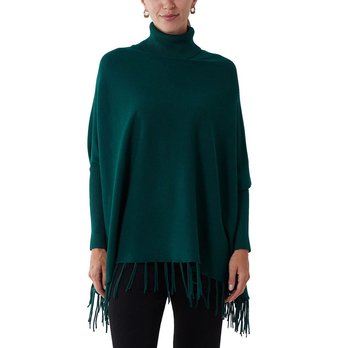 Nova of London Tassel Hem Roll Neck Poncho (One Size,8-20) - Green 7264881 0