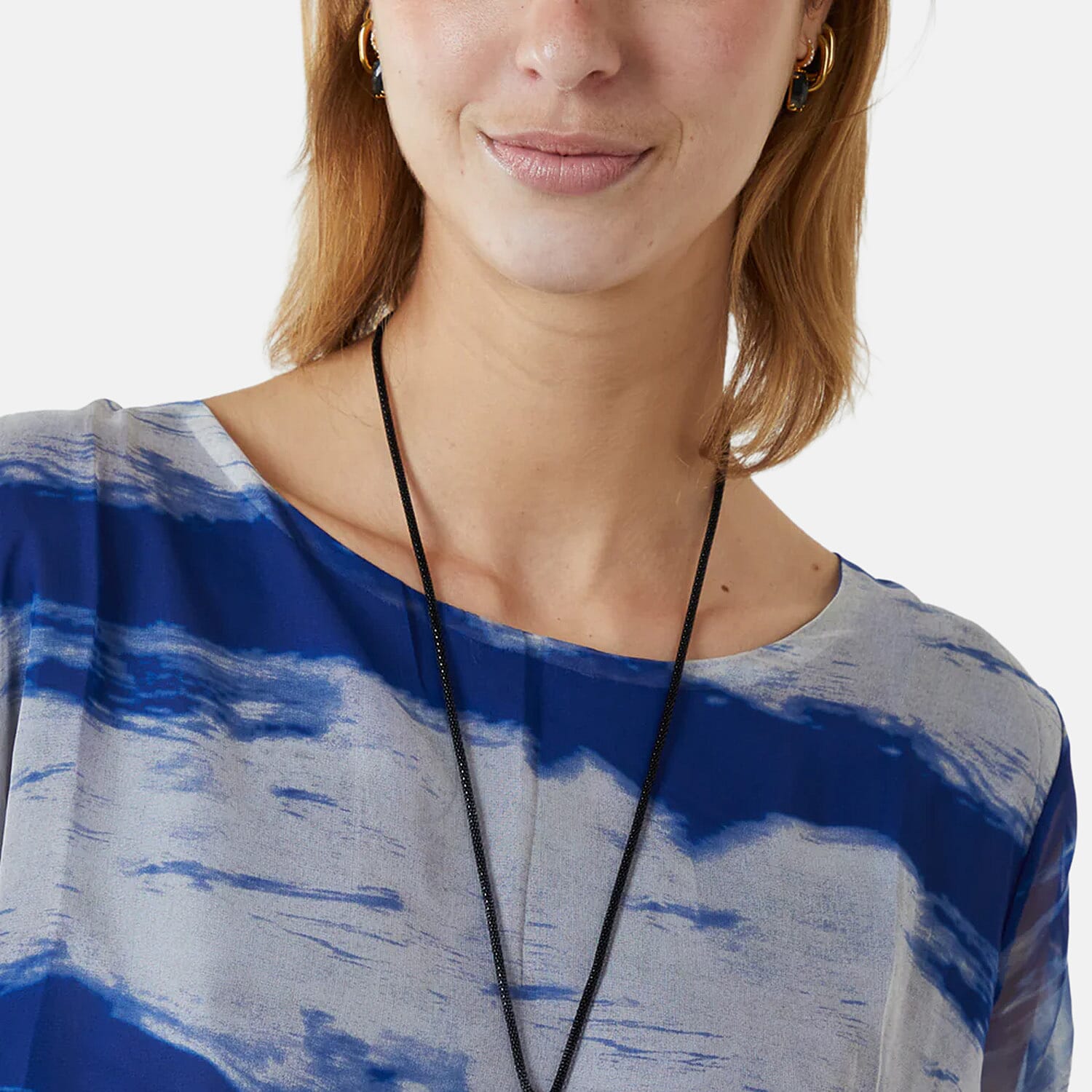 Nova of London 2-In-1 Tie Dye Mesh Overlay Necklace Top (Size L, 18-20) - Blue 8566014 3