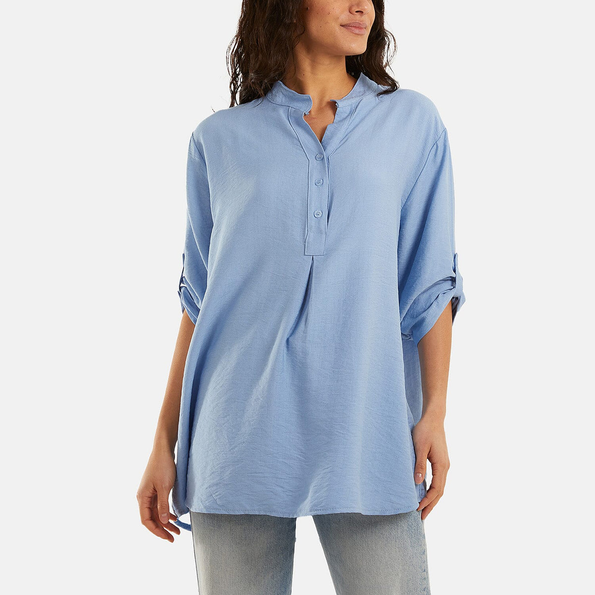 Nova of London Grandad Collar Tied Up Sleeve Blouse 7778669 0