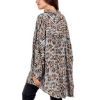 TAMSY 100% Viscose Zebra Pattern High Low Shirt (Size 81x90Cm) - Grey