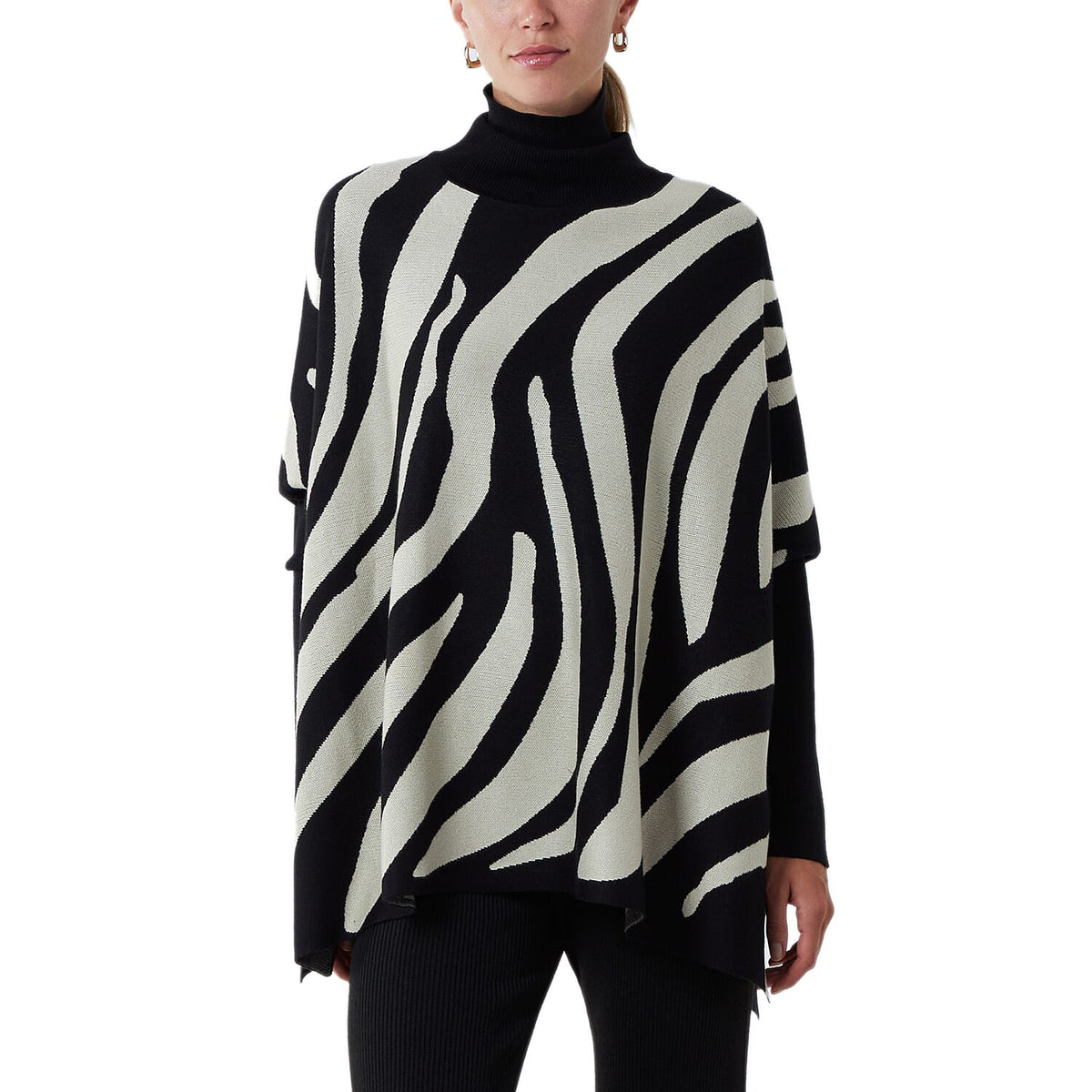 Nova of London Zebra Roll Neck Poncho Jumper (One Size, 8-20) - BlackÂ  7264899 0