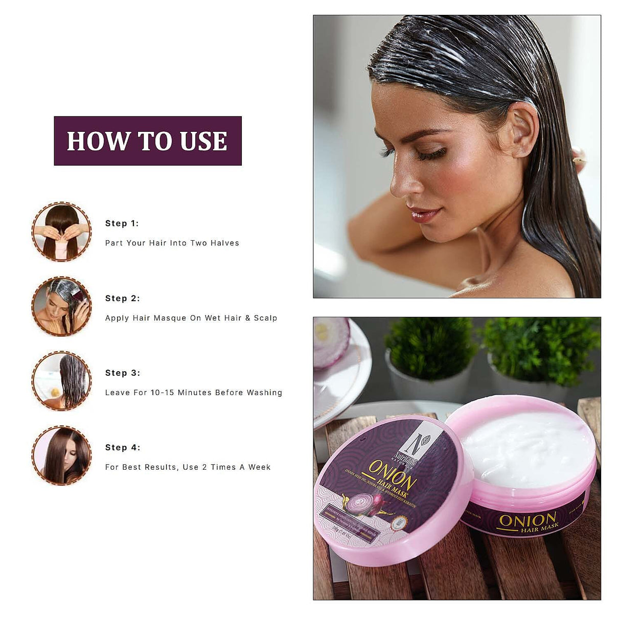 NutriGlow Naturals - Onion Hair Mask - 200g 6019061 6