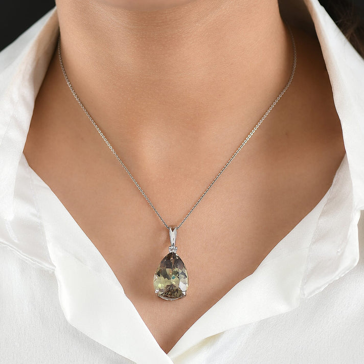Rhapsody - 950 Platinum AAAA Natural Turkizite Pear Cut Solitaire Pendant 20.00 Ct, Platinum Wt. 5.12 Gms 8500924 2
