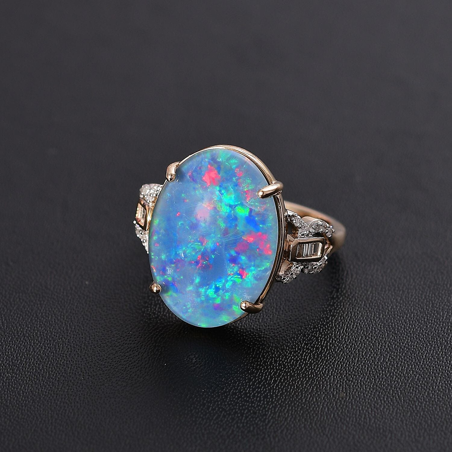 AAA Boulder Opal with White Diamond Ring in 9K Yellow Gold - 6.58 Ct 7961624 8