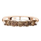 9K Rose Gold SGL Certified Natural Champagne Diamond Five Stone Ring 1.00 Ct.
