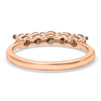 9K Rose Gold SGL Certified Natural Champagne Diamond Five Stone Ring 1.00 Ct.