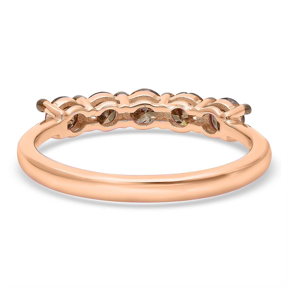 OTO- 9K Rose Gold Champagne Diamond Five Stone Ring 1.00 Ct. 8727273 5