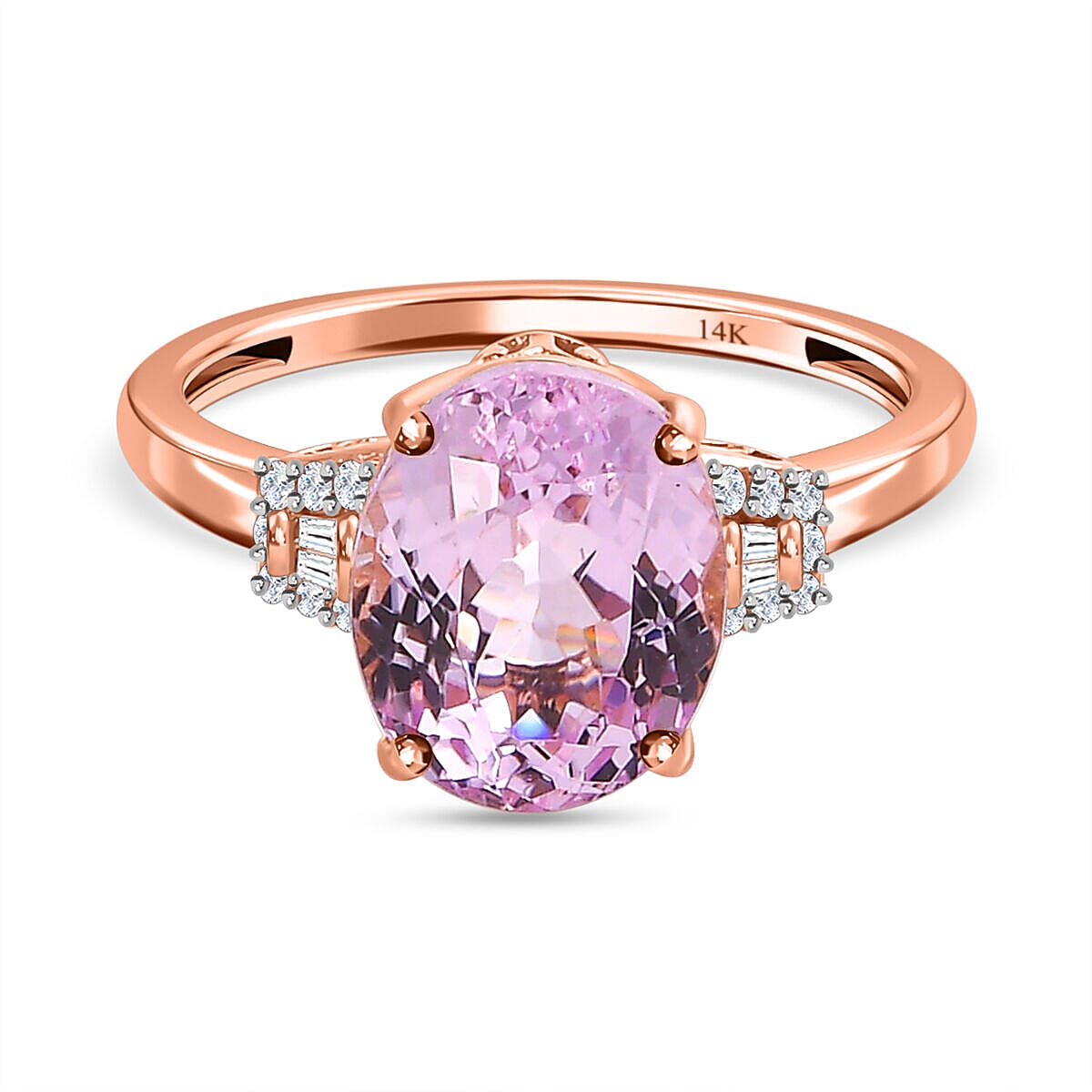 14K Rose Gold AAA Kunzite and Diamond Ring 5.00 Ct 7372739 0