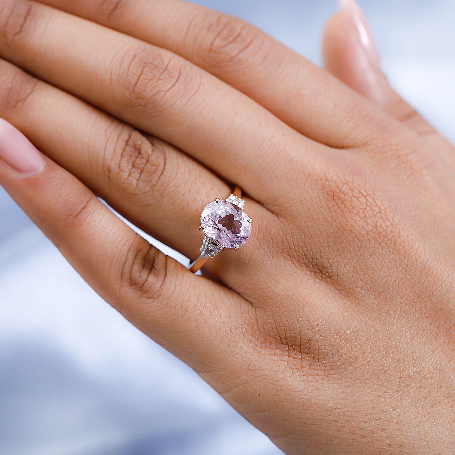 14K Rose Gold AAA Kunzite and Diamond Ring 5.00 Ct 7372739 2