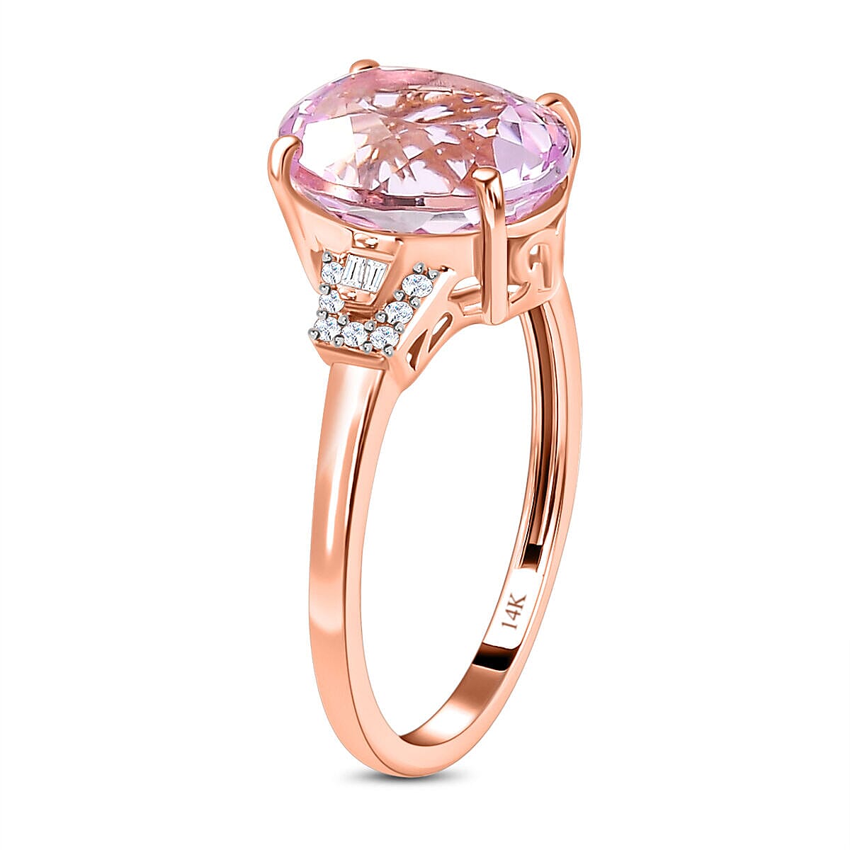14K Rose Gold AAA Kunzite and Diamond Ring 5.00 Ct 7372739 3