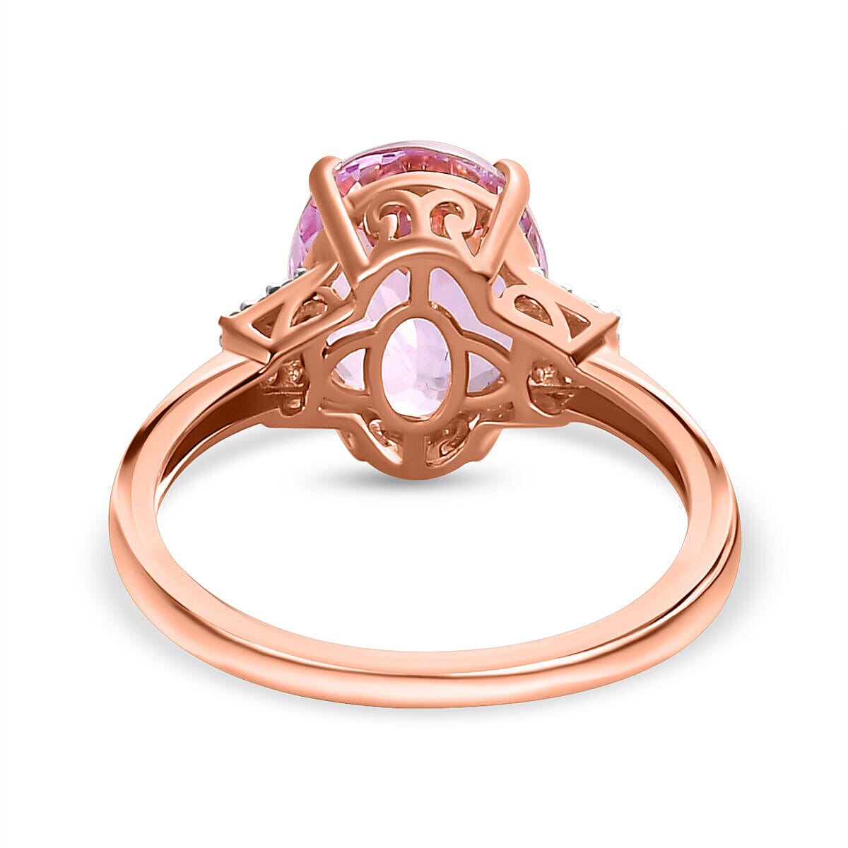 14K Rose Gold AAA Kunzite and Diamond Ring 5.00 Ct 7372739 4
