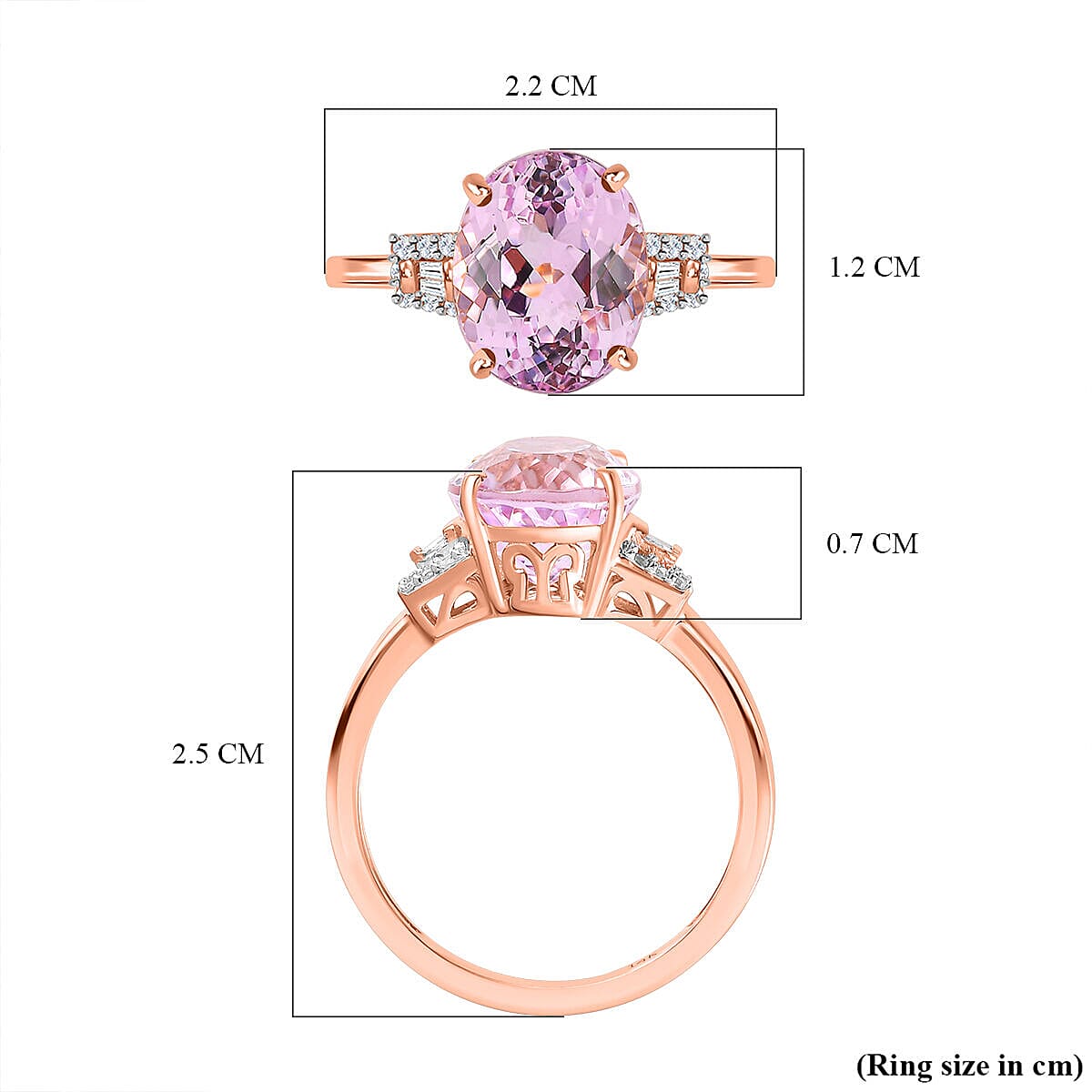 14K Rose Gold AAA Kunzite and Diamond Ring 5.00 Ct 7372739 5