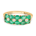 9K Yellow Gold AAA Gemfields Emerald and Natural Zircon Ring 1.60 Ct