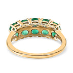 9K Yellow Gold AAA Gemfields Emerald and Natural Zircon Ring 1.60 Ct