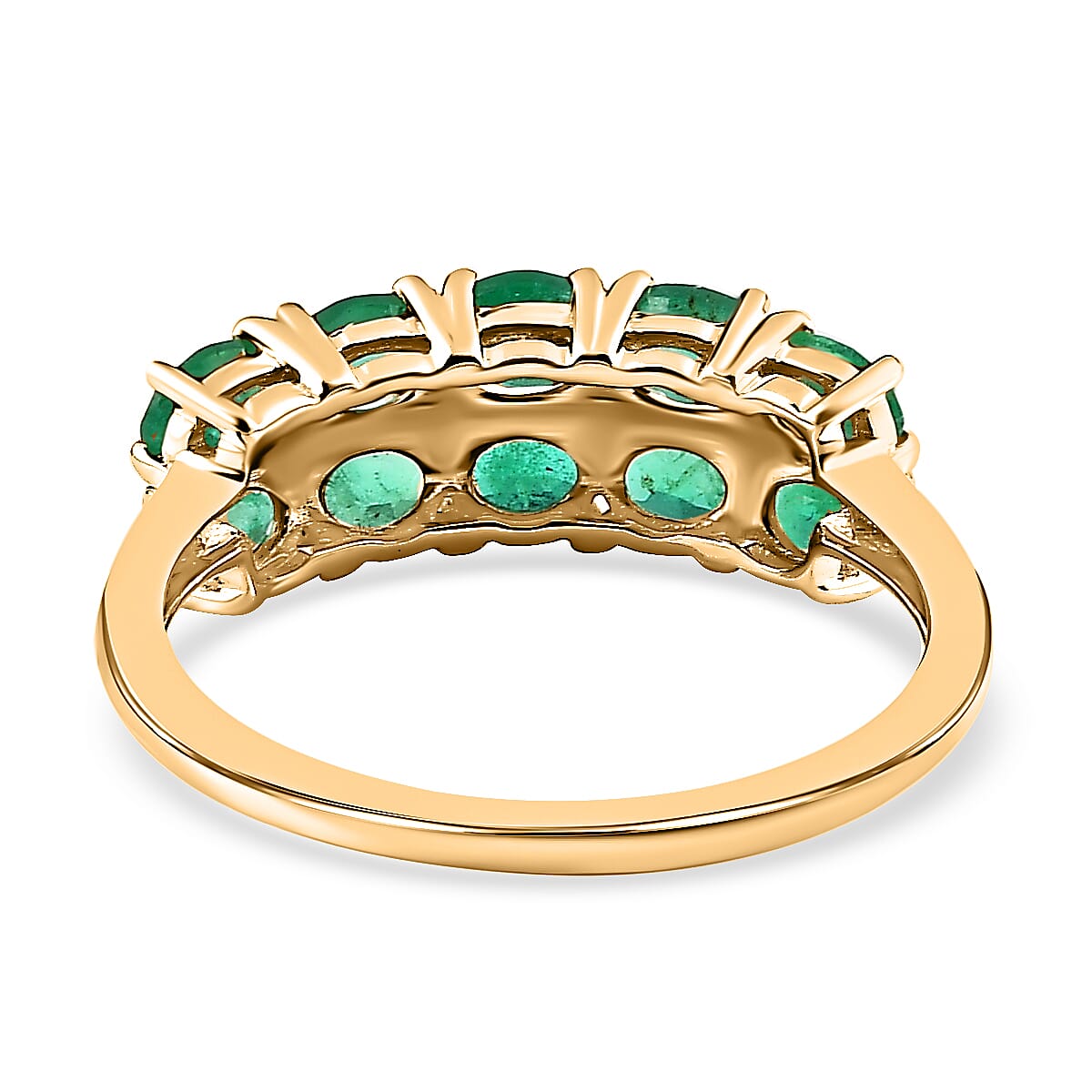9K Yellow Gold AAA Gemfields Emerald and Natural Zircon Ring 1.60 Ct 7544479 4