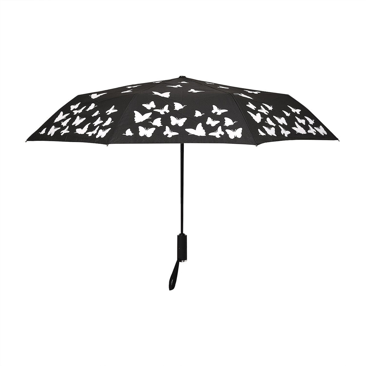 Colour Changing Butterfly Pattern Auto Open - Close Umbrella - Black 7320394 0