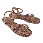 Leopard Patterned Suede Tower Strap Sandals (Size 3)