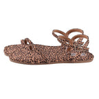 Leopard Patterned Suede Tower Strap Sandals (Size 3)