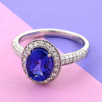 RHAPSODY 950 Platinum AAAA Vivid Tanzanite and Diamond (VS-E-F) Ring 2.55 Ct, Platinum Wt. 5.88 Gms