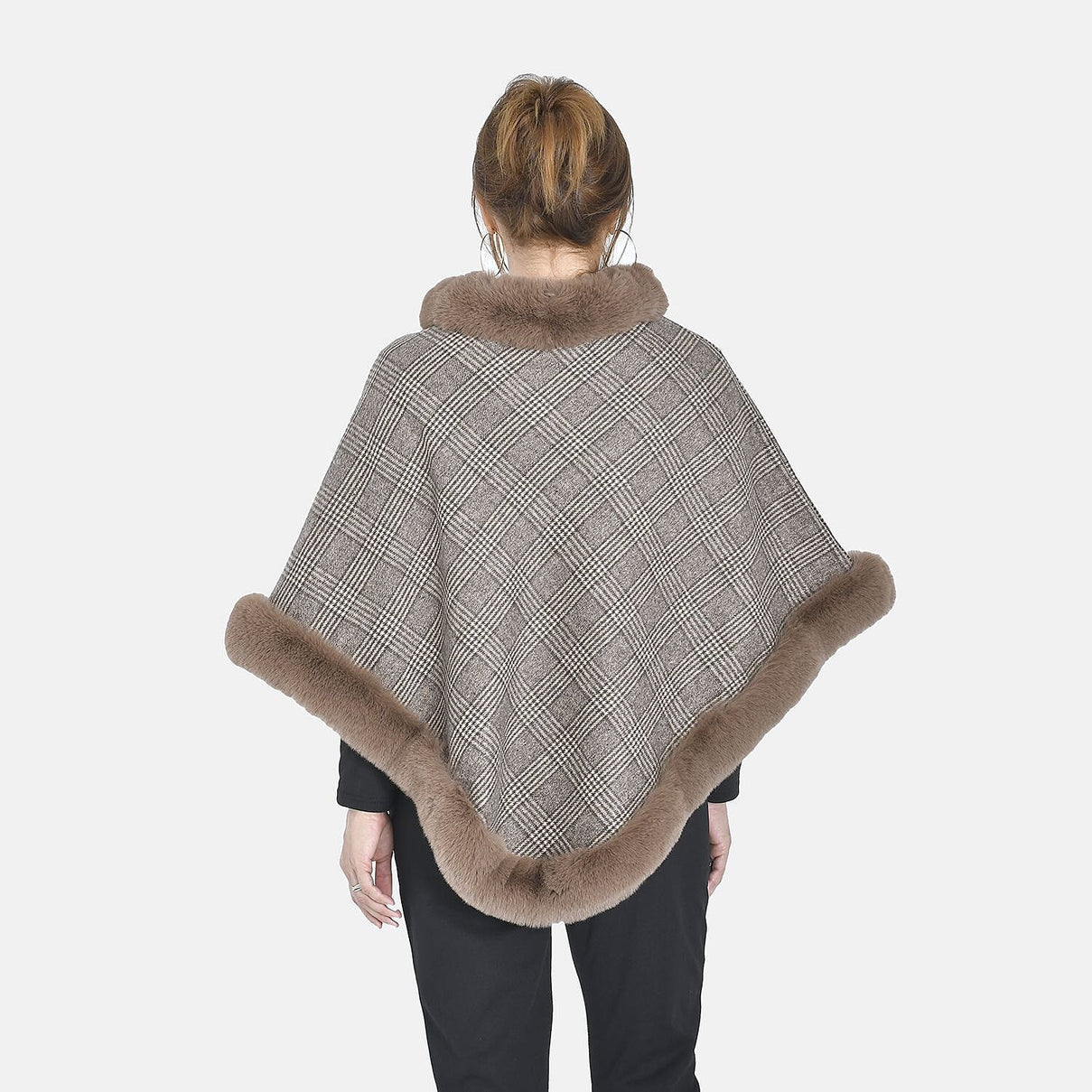 TAMSY Leopard Pattern Faux Fur Poncho  - Brown 8960304 2