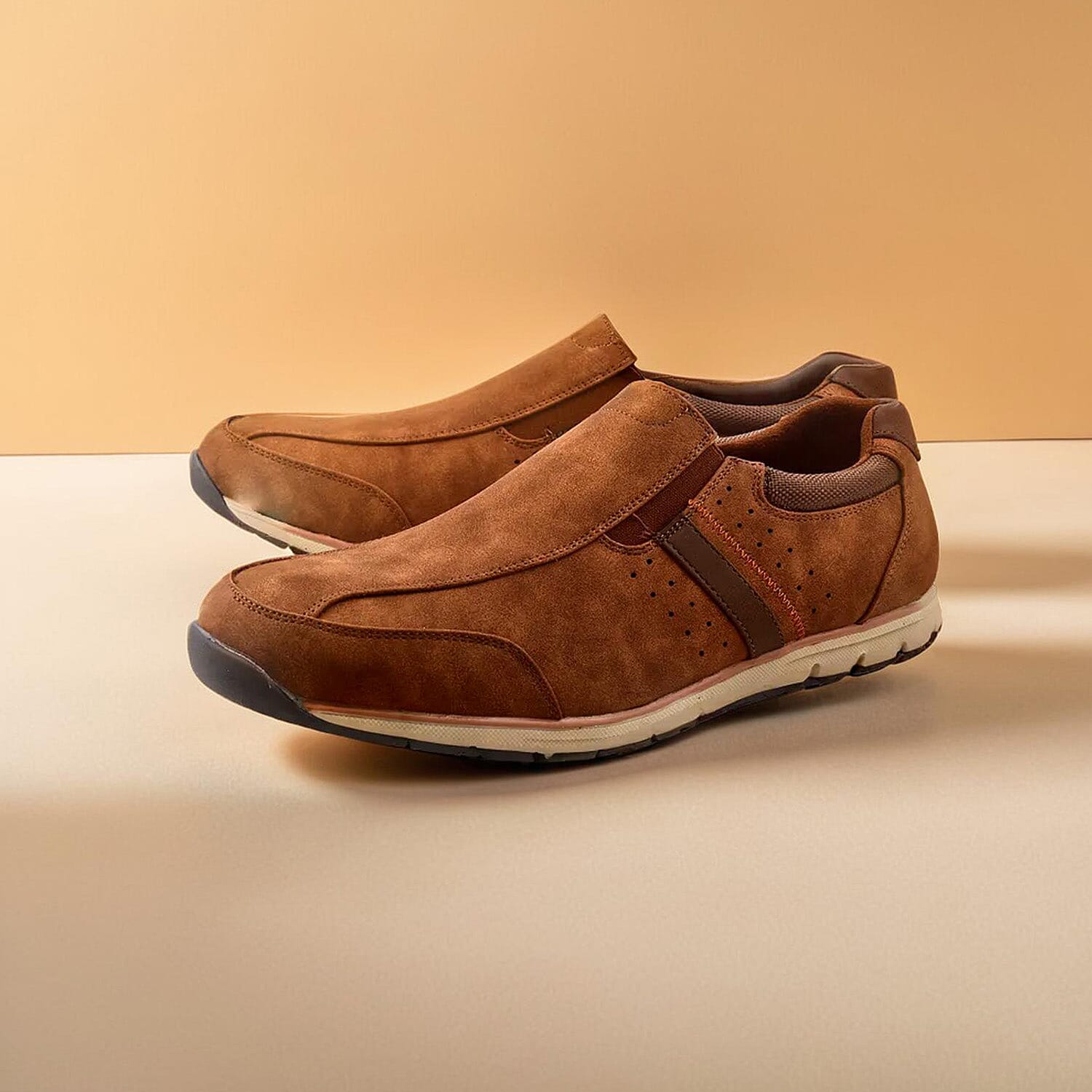 Oakenwood Premium Mens Slip On Trainers - Tan 7744929 2