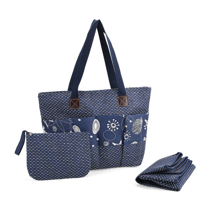 Set of 3- Khaki Tote Bag, Pouch &amp; Picnic Mat 8049259 1