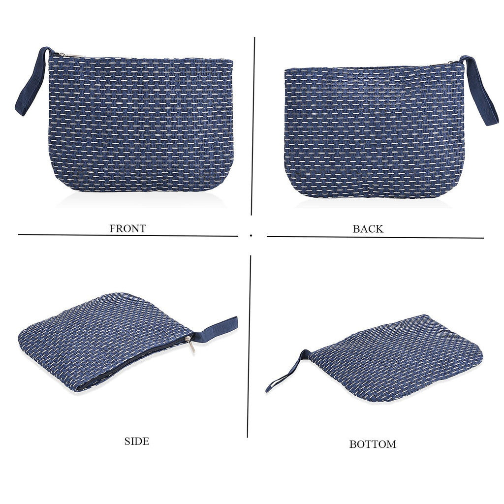 Set of 3- Ocean Patterned Tote Bag, Pouch - Picnic Mat - Blue