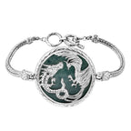 Olmec Jade  Bracelet With T Bar Clasp (Size - 7.5-8) Sterling Silver 61.5 CT