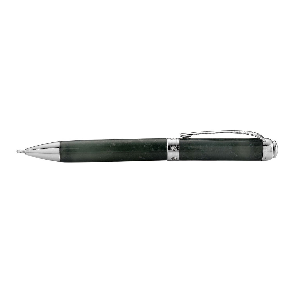 Natural Jadeite Jade & White Crystal Ballpoint Pen